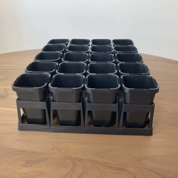 The front of a 20-Cell Air Pruning Tray with 68mm Plastic Plant Tube Pots Seedling Propagation